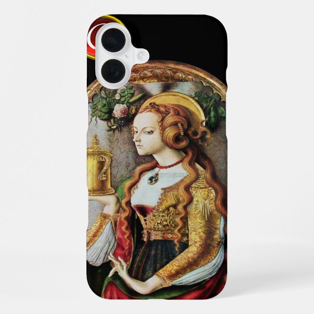 SAINT MARY MAGDALENE  Ruby Gem Monogram ,Black iPhone Case (Back)