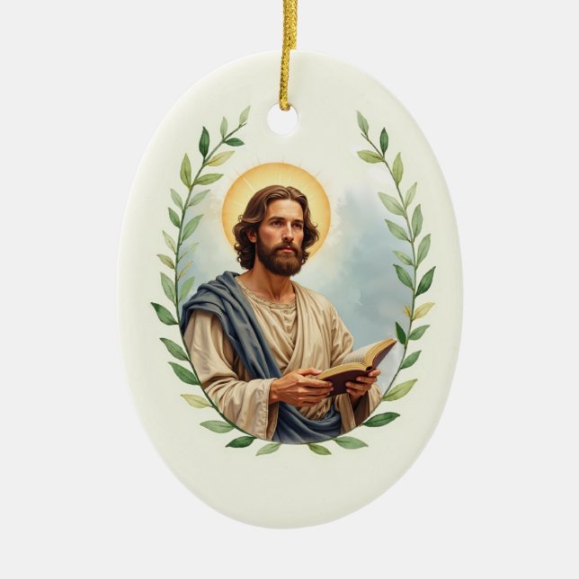 Saint Matthew God's Peace and Blessings Scripture Ceramic Tree Decoration (Front)