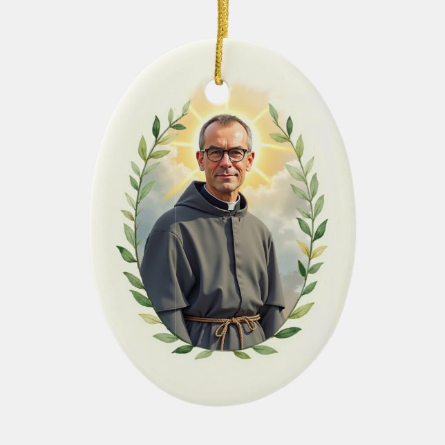 Saint Maximilian Kolbe God's Peace and Blessing Ceramic Tree Decoration (Front)