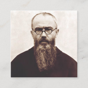 Saint Maximilian Kolbe Polish Catholic Priest Art Square Business Card