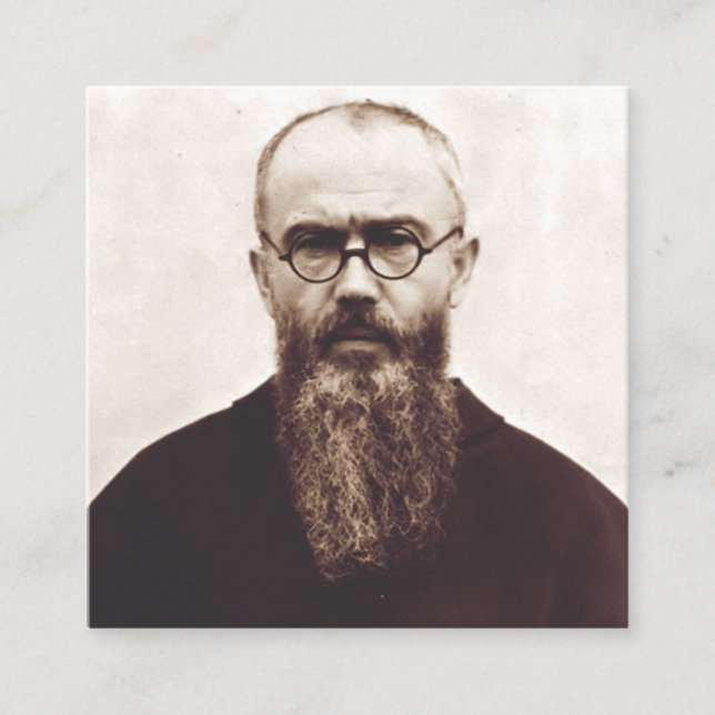 Saint Maximilian Kolbe Polish Catholic priest Square Business Card (Front)