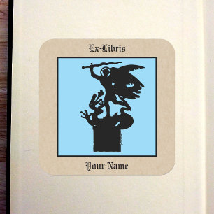 Saint Michael and Dragon Bookplate Square Sticker