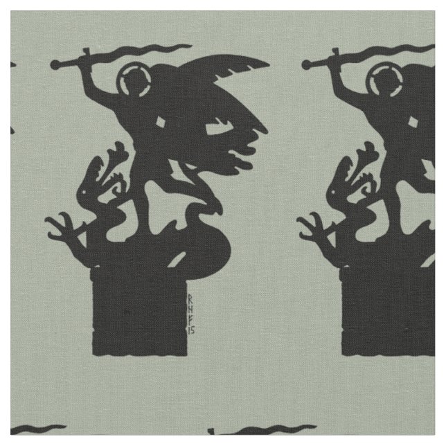 Saint Michael and Dragon Fabric (Close Up)