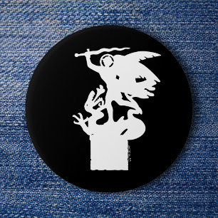 Saint Michael and Dragon (in White) 7.5 Cm Round Badge