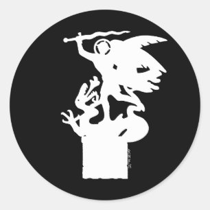 Saint Michael and Dragon (in White) Classic Round Sticker