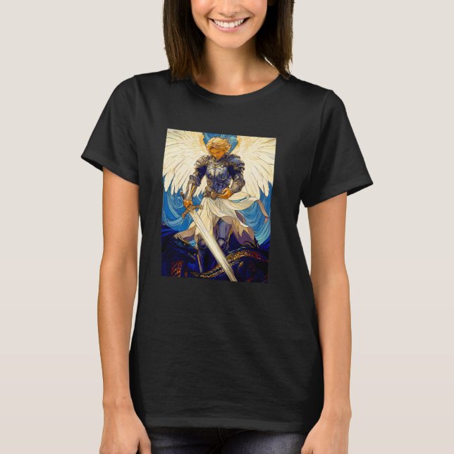 Saint Michael Archangel  Catholic Christian Women  T-Shirt (Front)