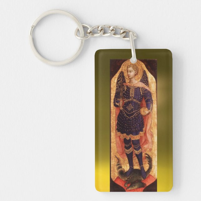 SAINT MICHAEL ARCHANGEL WITH DRAGON KEY RING (Front)