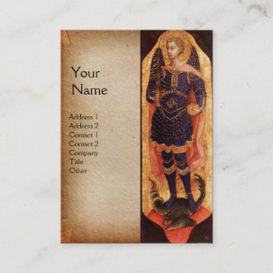 SAINT MICHAEL ARCHANGEL WITH DRAGON MONOGRAM gold Business Card