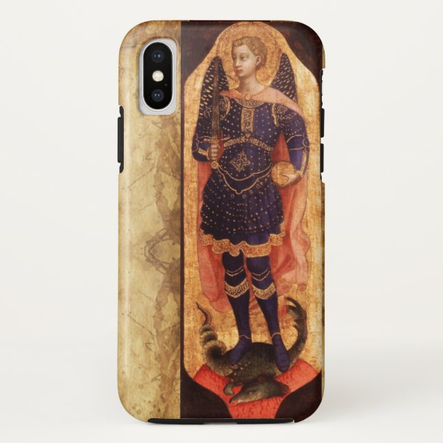 SAINT MICHAEL ARCHANGEL WITH DRAGON OLD PARCHMENT Case-Mate iPhone CASE (Back)