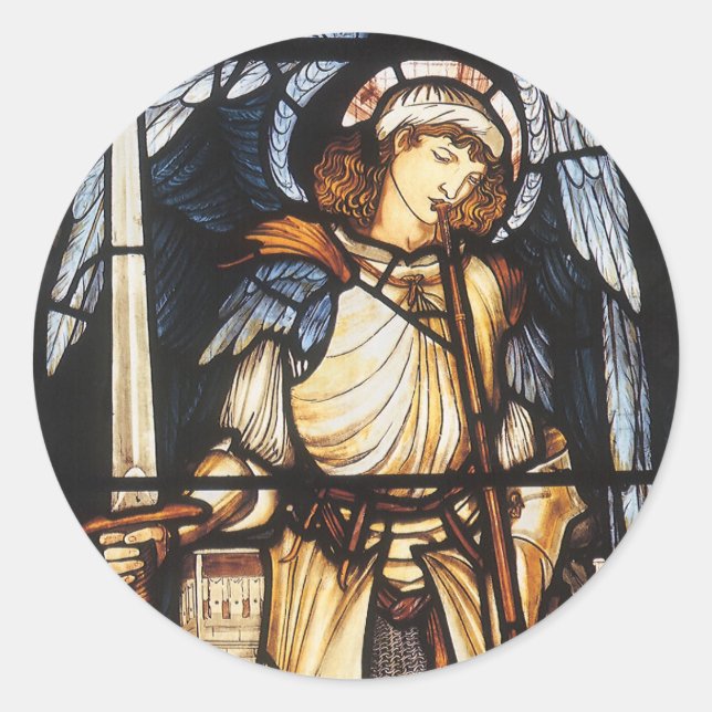 Saint Michael by Sir Edward Coley Burne-Jones Classic Round Sticker (Front)