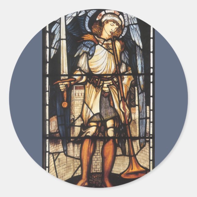 Saint Michael by Sir Edward Coley Burne-Jones Classic Round Sticker (Front)