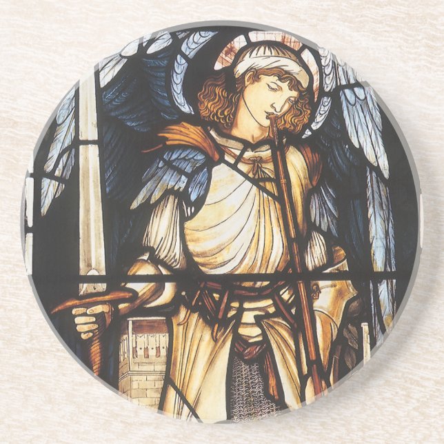 Saint Michael by Sir Edward Coley Burne-Jones Coaster (Front)