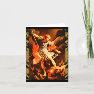 Saint Michael Defeating Satan Archangel Warrior Card