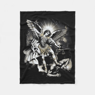 Saint Michael Defeating Satan Archangel Warrior Fleece Blanket