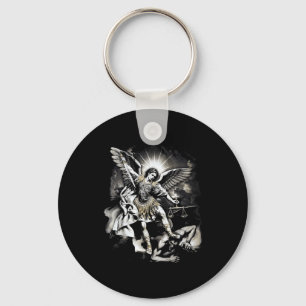 Saint Michael Defeating Satan Archangel Warrior  Key Ring