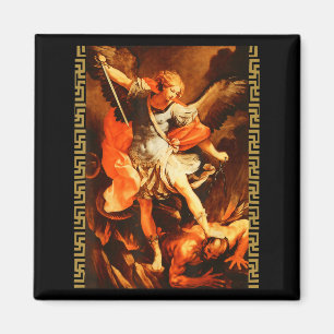 Saint Michael Defeating Satan Archangel Warrior Magnet