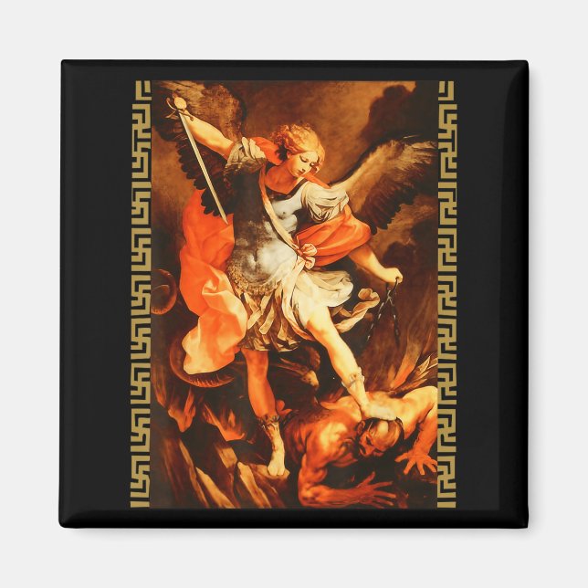 Saint Michael Defeating Satan Archangel Warrior  Magnet (Front)
