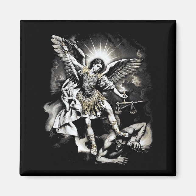 Saint Michael Defeating Satan Archangel Warrior  Magnet (Front)