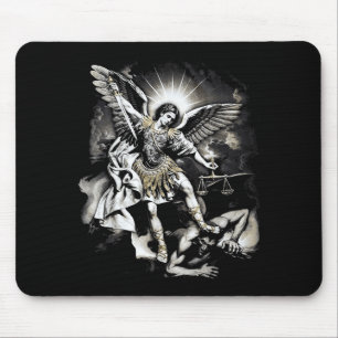 Saint Michael Defeating Satan Archangel Warrior  Mouse Pad