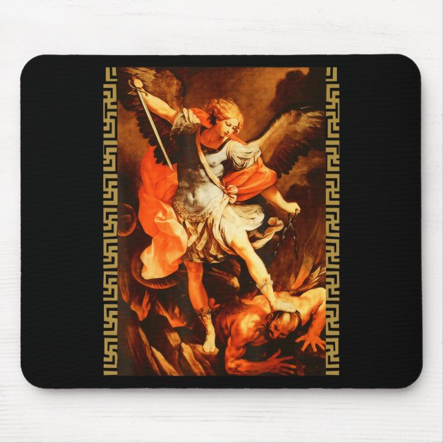 Saint Michael Defeating Satan Archangel Warrior  Mouse Pad (Front)