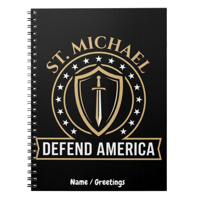Saint Michael Defend America Tactical Shield Emble Notebook (Front)