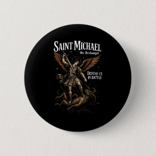 Saint Michael Defend Us In Battle Archangel Christ 6 Cm Round Badge