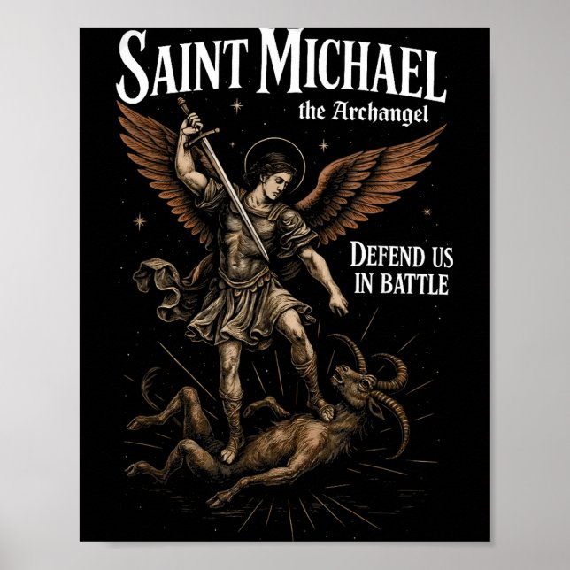 Saint Michael Defend Us In Battle Archangel Christ Poster (Front)