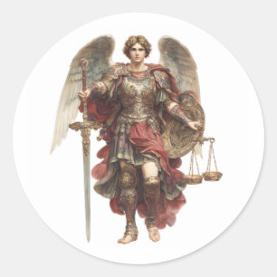 Saint Michael The Archangel Catholic Angel Art Classic Round Sticker