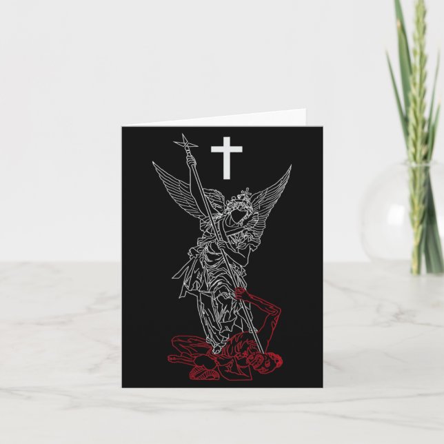 Saint Michael The Archangel Defeating Satan Card (Front)