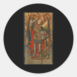 Saint Michael The Archangel Defeating Satan Christ Classic Round Sticker