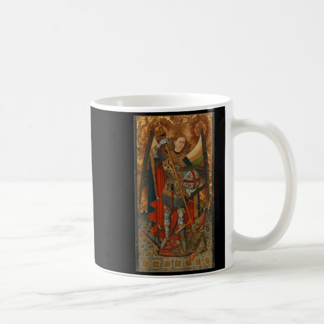 Saint Michael The Archangel Defeating Satan Christ Coffee Mug (Right)