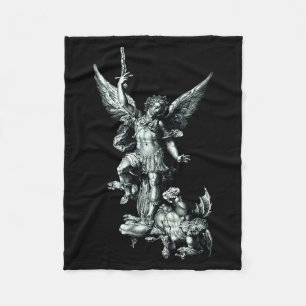 Saint Michael The Archangel Defeating Satan Christ Fleece Blanket