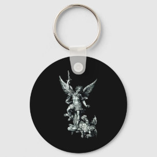 Saint Michael The Archangel Defeating Satan Christ Key Ring