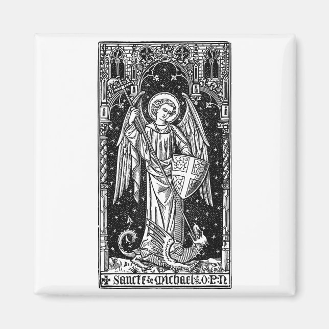 Saint Michael The Archangel Defeating Satan Christ Magnet (Front)