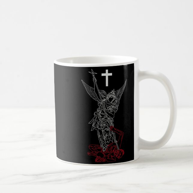 Saint Michael The Archangel Defeating Satan Coffee Mug (Right)
