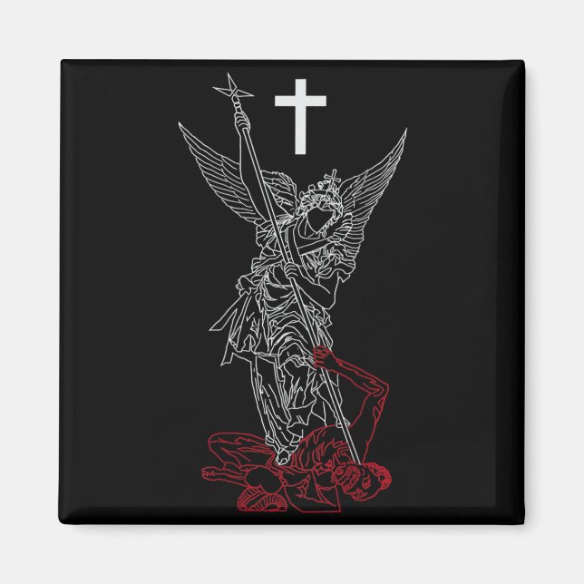 Saint Michael The Archangel Defeating Satan Magnet (Front)