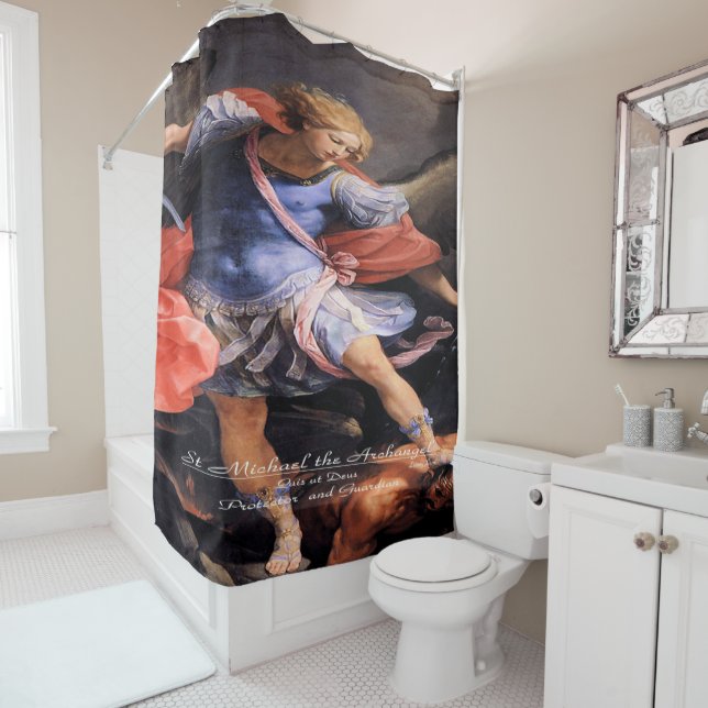 Saint Michael The Archangel Quis ut Deus Shower Curtain (In Situ)