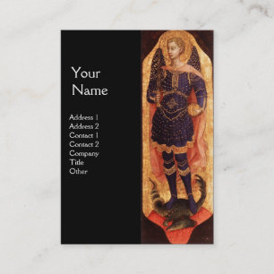 SAINT MICHAEL THE ARCHANGEL WITH DRAGON MONOGRAM BUSINESS CARD