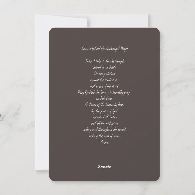 Saint Michael the Archangel with Prayer Holiday Card (Back)