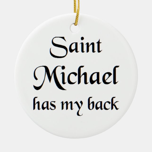 saint michael trucker hat ceramic tree decoration (Front)