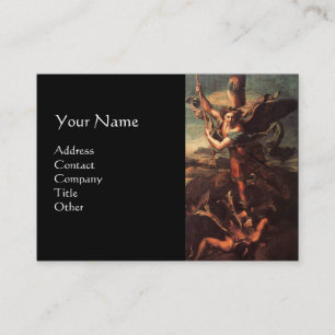 SAINT MICHAEL VANGUISHING SATAN ,black Business Card
