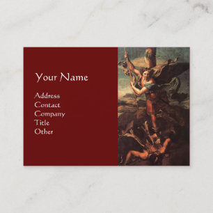 SAINT MICHAEL VANGUISHING SATAN ,brown Business Card