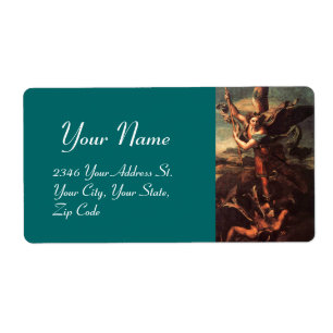 SAINT MICHAEL VANGUISHING SATAN green blue