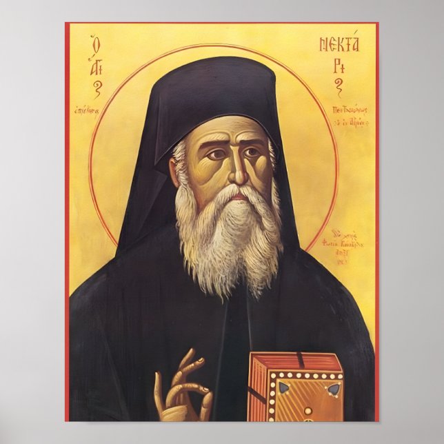 Saint Nectarios of Aegina Orthodox Icon Poster (Front)