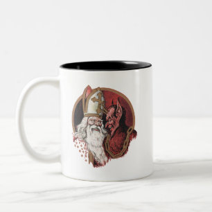 Saint Nicholas and Krampus Two-Tone Coffee Mug