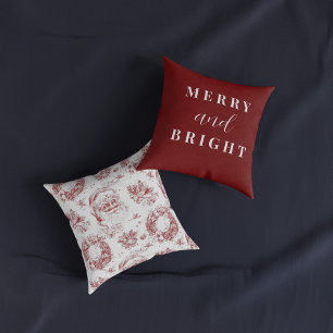 Saint Nicholas Decoupage French Country Red Toile  Cushion