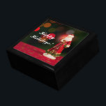 Saint Nicholas Figurine Gift Box<br><div class="desc">Large black wooden gift box with an image of a vintage figurine of Saint Nicholas on a background of red Christmas lights on green. Customisable holiday sentiment. See the entire Christmas Gift Box collection under the HOME category in the HOLIDAYS section.</div>
