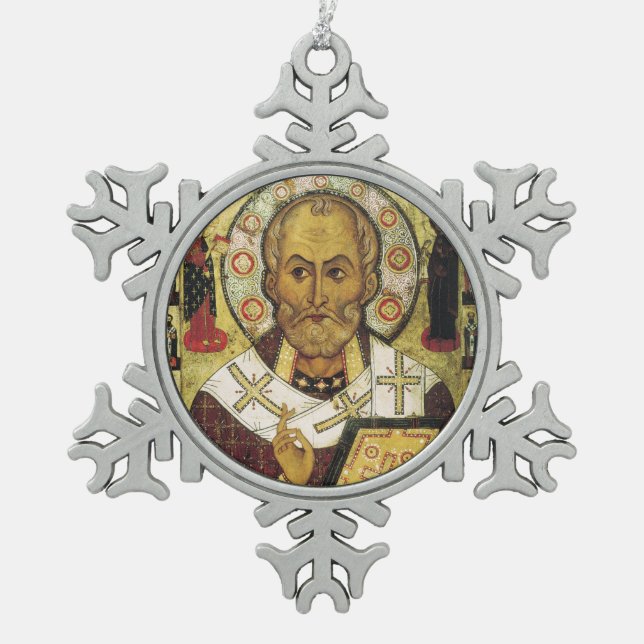 Saint Nicholas Mediaeval Icon Christmas Ornament (Front)