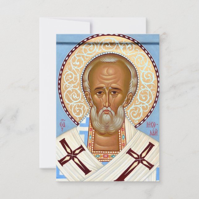 Saint Nicholas of Myra Icon Holy Card (Front)