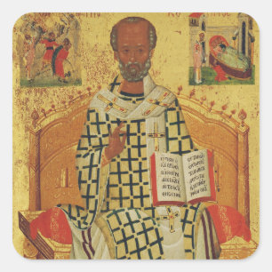Saint Nicholas of Myra Orthodox Icon Square Sticker